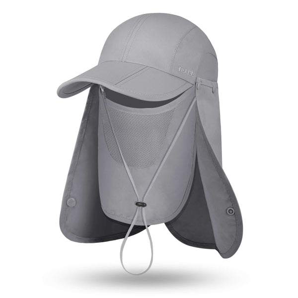 Rongmo Sun Cap Fishing Hat Baseball Cap With Face Neck Cover Flap Dark Grey