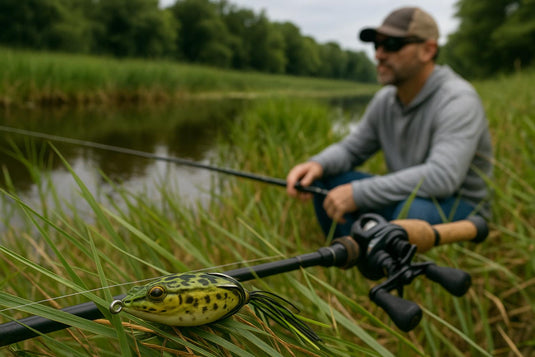 Bass Spinnerbait Around Grass