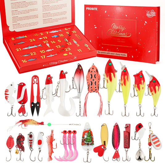 Fishing Advent Calendar 2025-24 Days Christmas Countdown Calendar with Fishing Tackle Lures