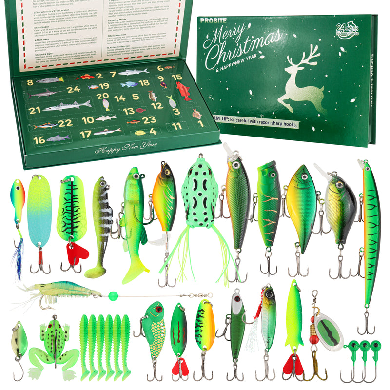 Load image into Gallery viewer, Fishing Advent Calendar 2025-24 Days Christmas Countdown Calendar with Fishing Tackle Lures
