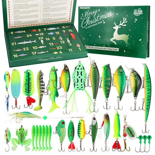 Fishing Advent Calendar 2025-24 Days Christmas Countdown Calendar with Fishing Tackle Lures