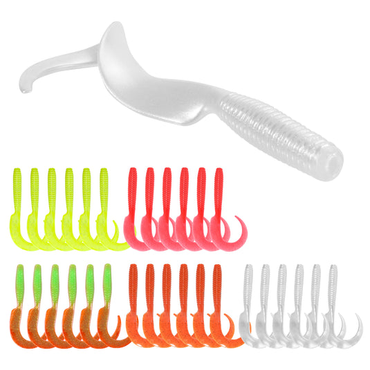 Rodmaster Curly Style Tail Worms Fishing Lures – Realistic Wavy Tail Soft Bait Grub Swimbaits