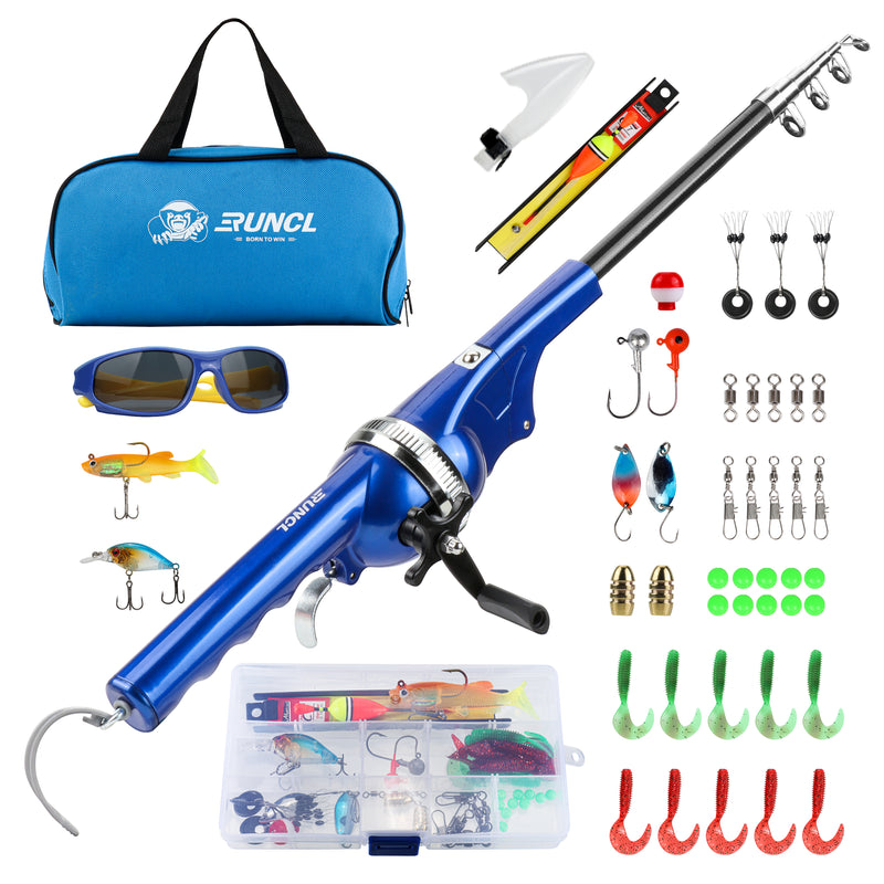 Load image into Gallery viewer, RUNCL Kids Fishing Pole - Portable Folding Fishing Rod and Reel Combo Kit with Spincast Fishing Reel
