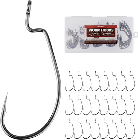 100PCS Offset Worm Hooks