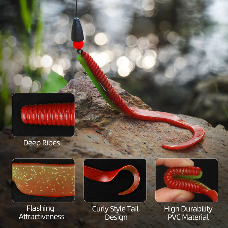 Load image into Gallery viewer, Rodmaster Curly Style Tail Worms Fishing Lures
