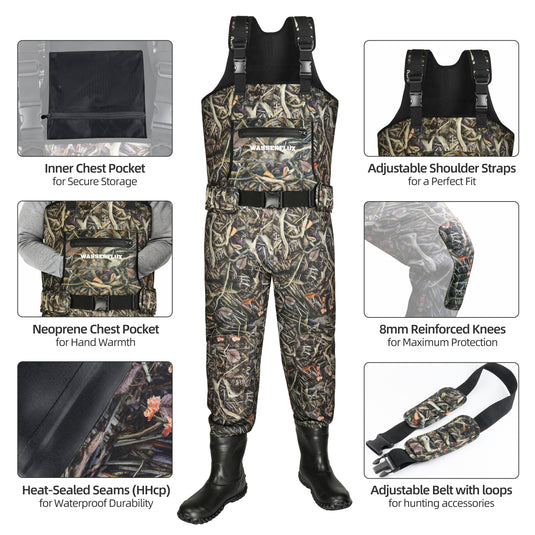 Wasserflux Chest Waders with Boots – Waterproof 4mm Neoprene