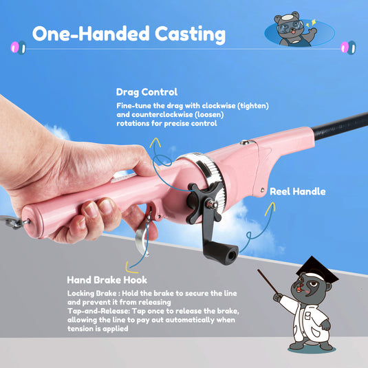 RUNCL Kids Fishing Pole - Portable Folding Fishing Rod and Reel Combo Kit with Spincast Fishing Reel