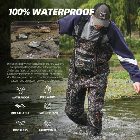 Wasserflux Chest Waders with Boots – Waterproof 4mm Neoprene
