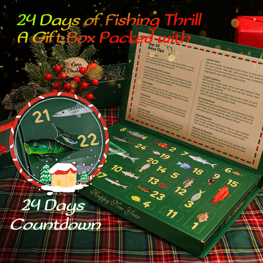 Fishing Advent Calendar 2025-24 Days Christmas Countdown Calendar with Fishing Tackle Lures