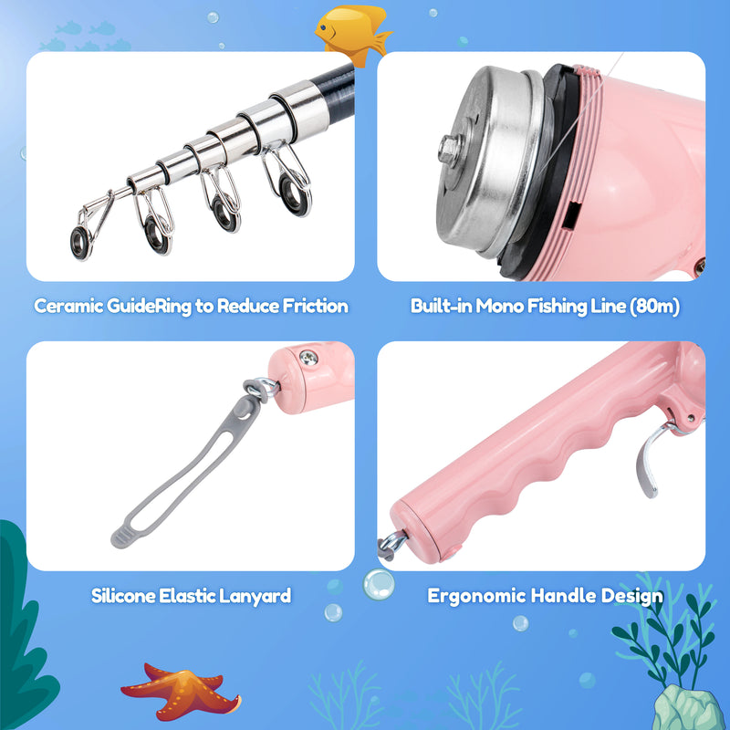 Load image into Gallery viewer, RUNCL Kids Fishing Pole - Portable Folding Fishing Rod and Reel Combo Kit with Spincast Fishing Reel
