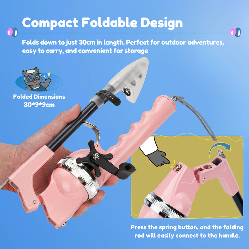 Load image into Gallery viewer, RUNCL Kids Fishing Pole - Portable Folding Fishing Rod and Reel Combo Kit with Spincast Fishing Reel
