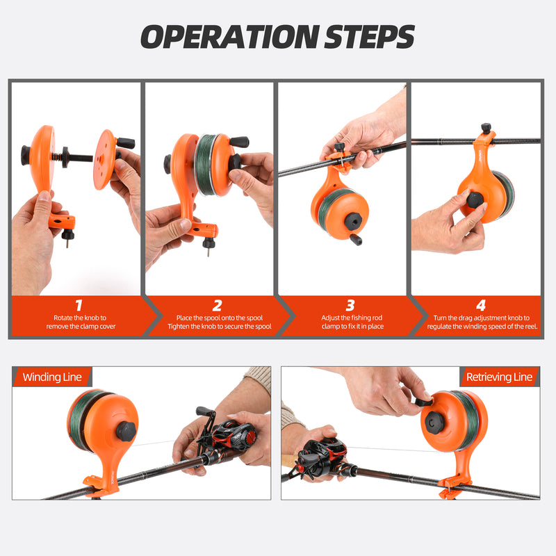 Load image into Gallery viewer, RUNCL Fishing Line Spooler – Portable Winder &amp; Reel Spooling Tool for Casting and Spinning Reels
