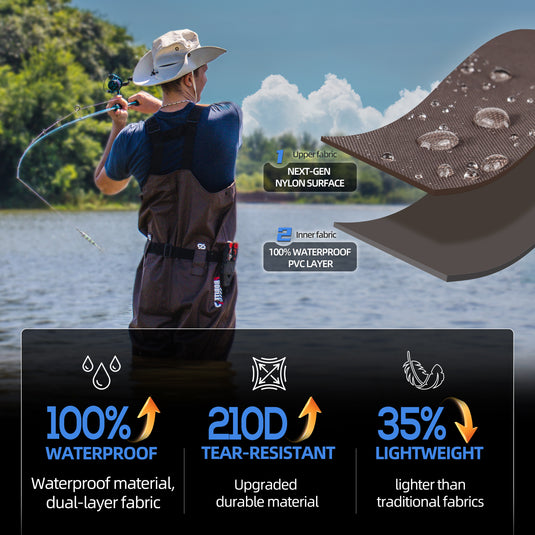 Probite Upgraded 210D Nylon Chest Waders with Boots