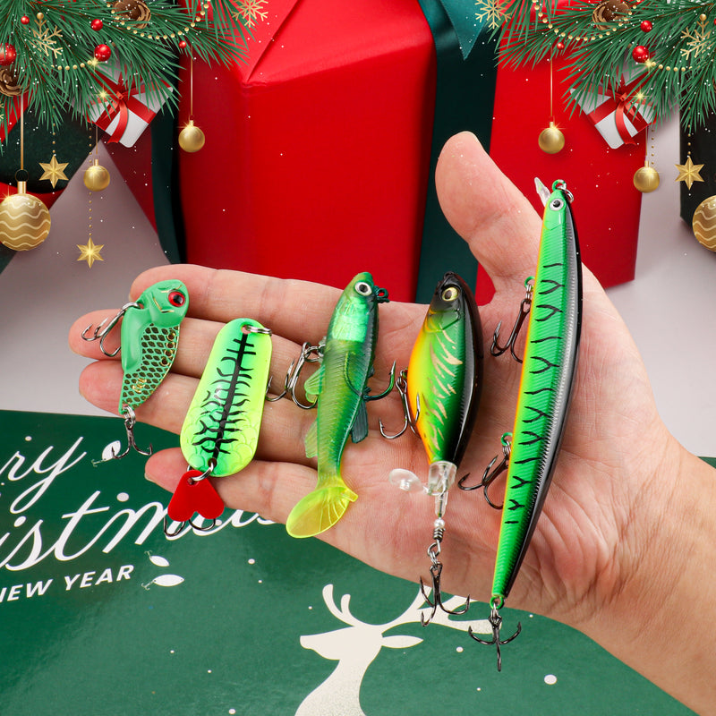 Load image into Gallery viewer, Fishing Advent Calendar 2025-24 Days Christmas Countdown Calendar with Fishing Tackle Lures
