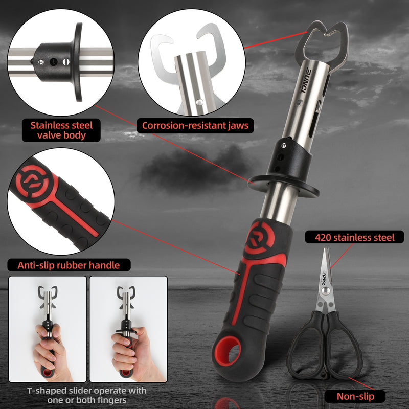 Load image into Gallery viewer, RUNCL 4pc Fishing Tool Kit- Fishing Pliers, Fish Fillet Knife with Sharpener, Fish Lip Gripper, Fishing Braid Scissors
