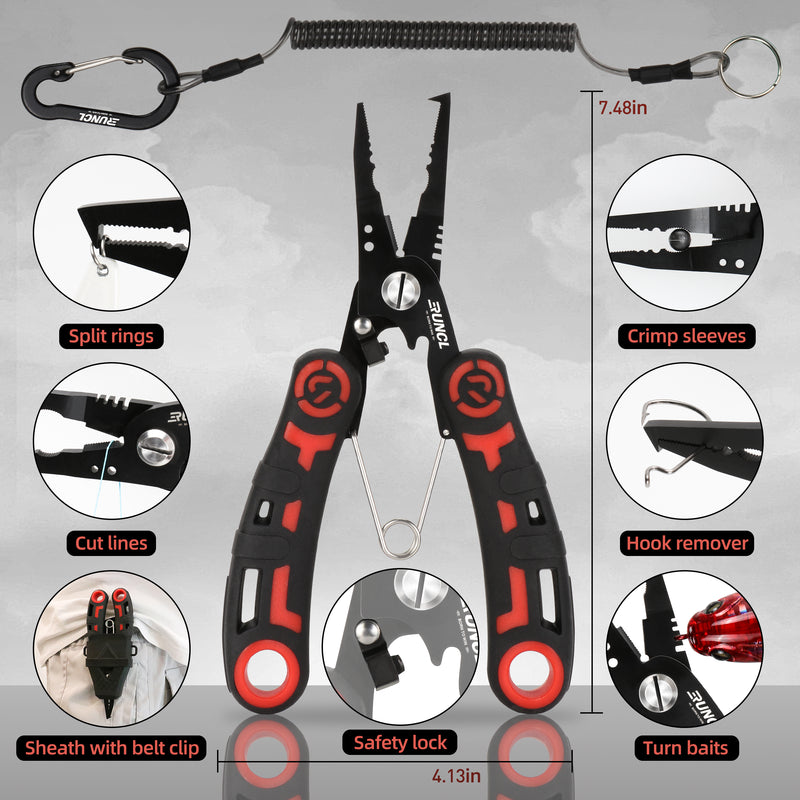 Load image into Gallery viewer, RUNCL 4pc Fishing Tool Kit- Fishing Pliers, Fish Fillet Knife with Sharpener, Fish Lip Gripper, Fishing Braid Scissors
