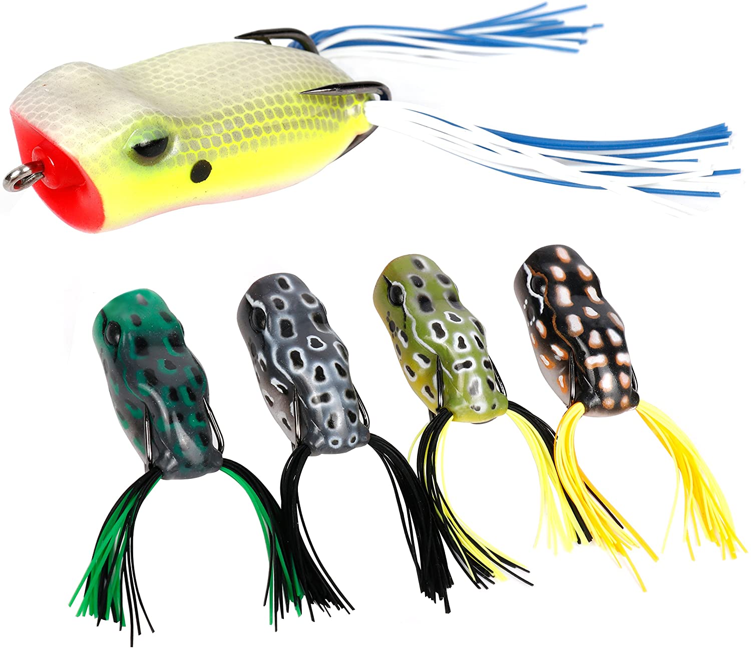 Frog Fishing Lure - RUNCL - 5 frog lures with twin skirts