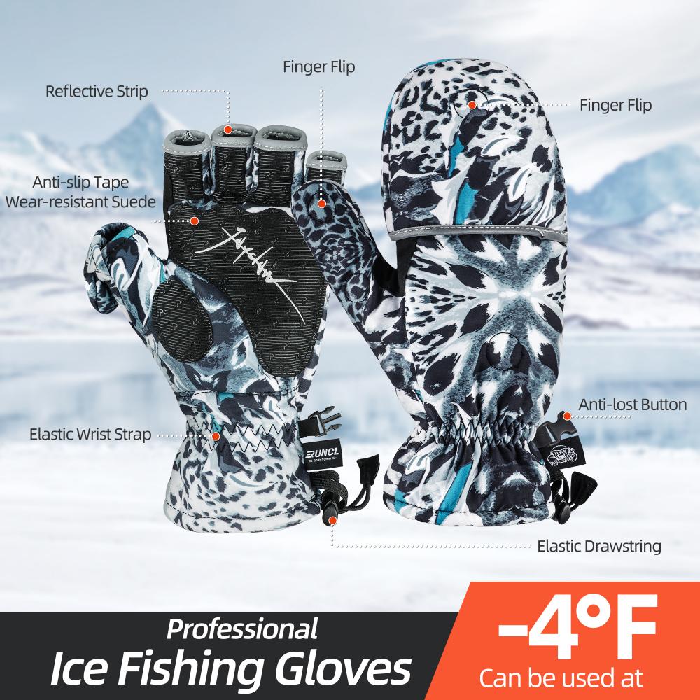  Jaksairos Ice Fishing Gloves Men's Outdoor Thickened Winter  Fly Fishing Gloves 2-Cut Fingerless Mittens for Men Slip-Proof Touchscreen  (M,247 Black) : Sports & Outdoors