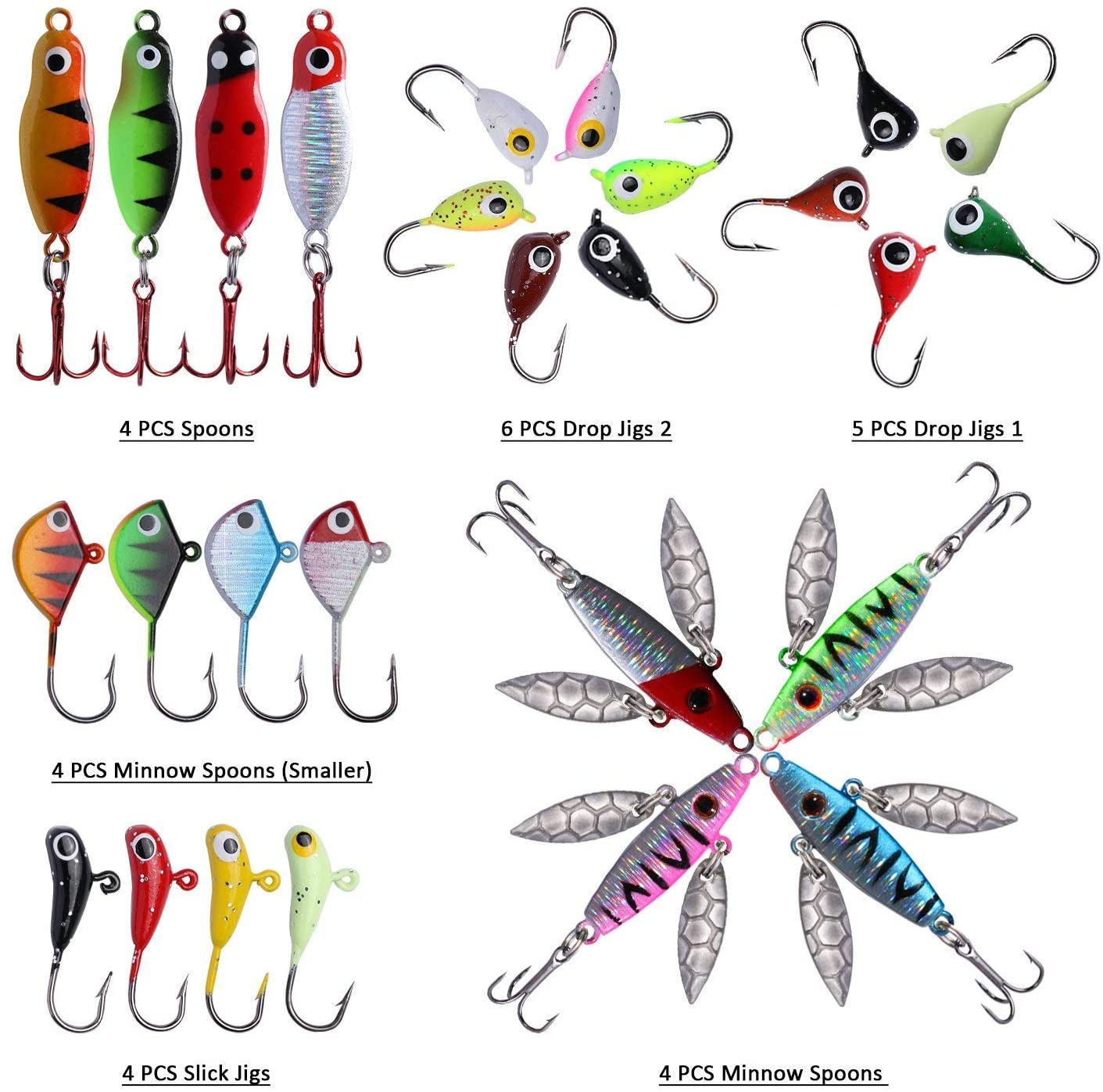  Outdoor Ice Fishing Jigs, 5 PCS Ice Fishing Hooks Lightweight  Firm for Fish Pond : Sports & Outdoors