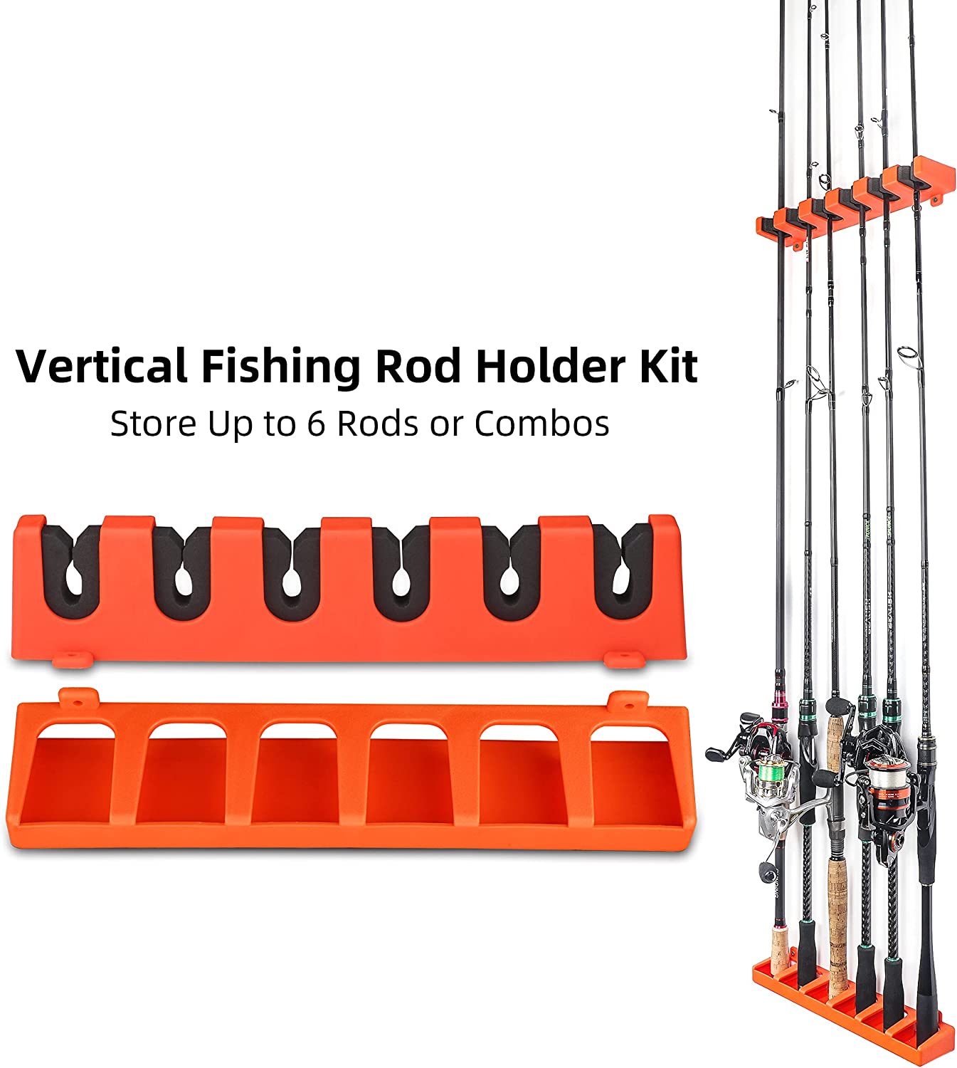 Wall Mount Fishing Rod Holders,Vertical Fishing Pole Storage Rack for  Garage