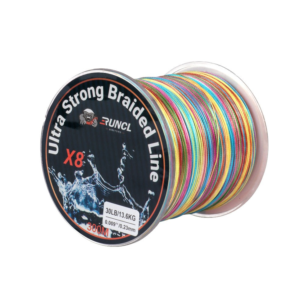 Braided Fishing Line - 8 Strands Ultra Strong Line -  12LB(5.4kgs)/0.09mm/0.4# / Rainbow/328Yds(300M)