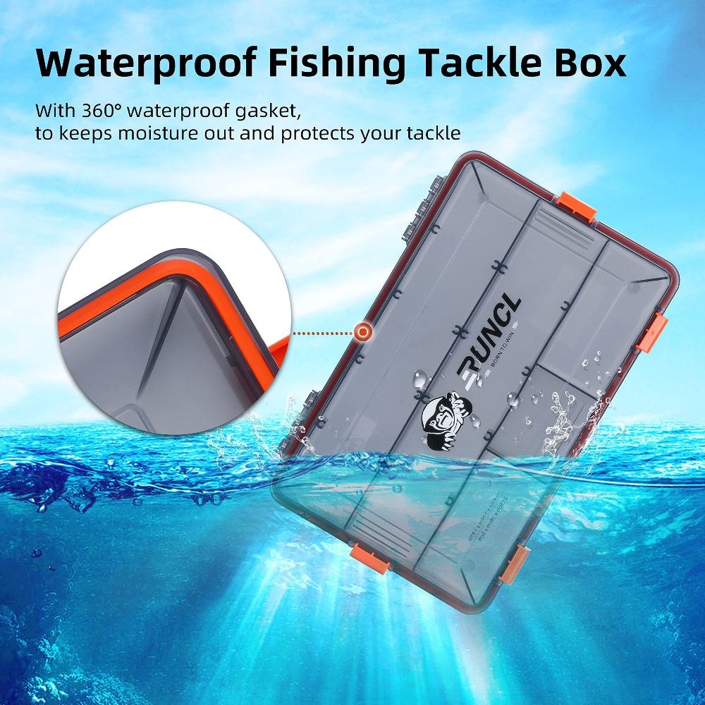 RUNCL Fishing Tackle Box, Waterproof Airtight Stowaway, 3600/3700 Tray  Tackle Box with Adjustable Dividers, Plastic Storage Organizer(2pcs 3700) –  Runcl
