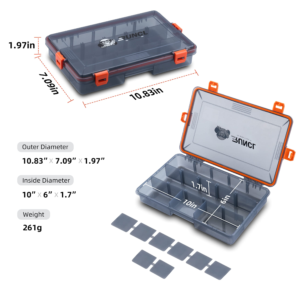  RUNCL Small Fishing Tackle Box, 3500 3600 Size Double Buckle  Open Tackle Trays, Plastic Storage Parts Box with Removable Dividers for  Saltwater, Freshwater, Fly Fishing, 1/2/4 Pack : Sports & Outdoors