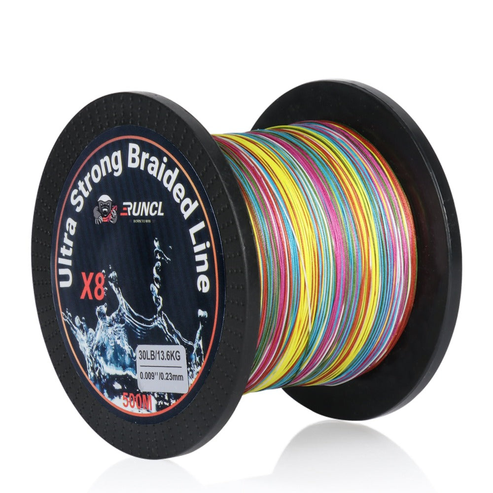 Braided Fishing Line - 8 Strands Ultra Strong Line -  12LB(5.4kgs)/0.09mm/0.4# / Rainbow/546Yds(500M)