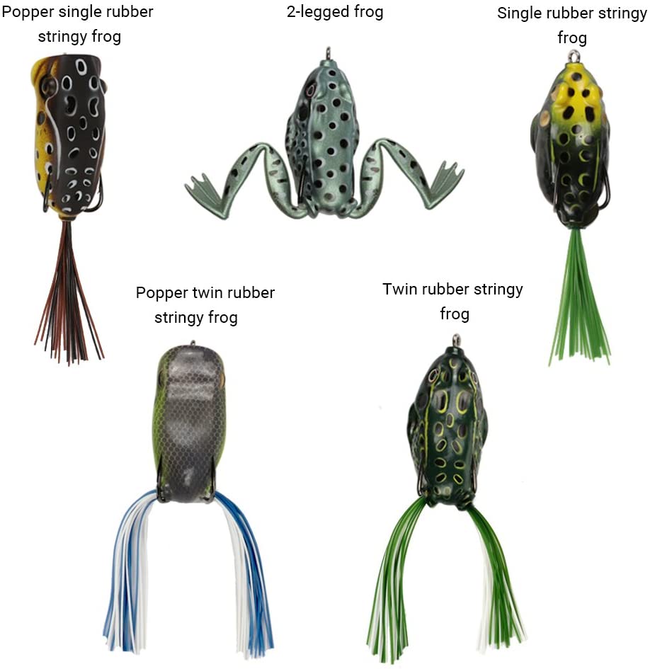 Buy RUNCL Topwater Bass Fishing Frog Lures, Weedless Tod Soft Floating Bait  Lure with Tackle Box for Bass Pike Snakehead Salmon Trout Catfish Dogfish  Musky, Freshwater Saltwater Fishing - Pack of 5