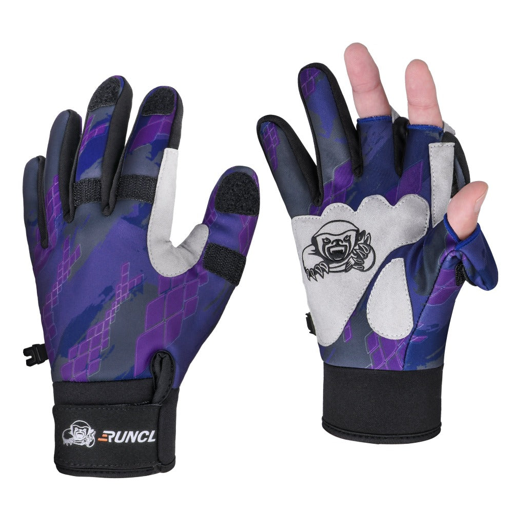Gray Fishing Gloves UPF50+ Blood Run Fishing L