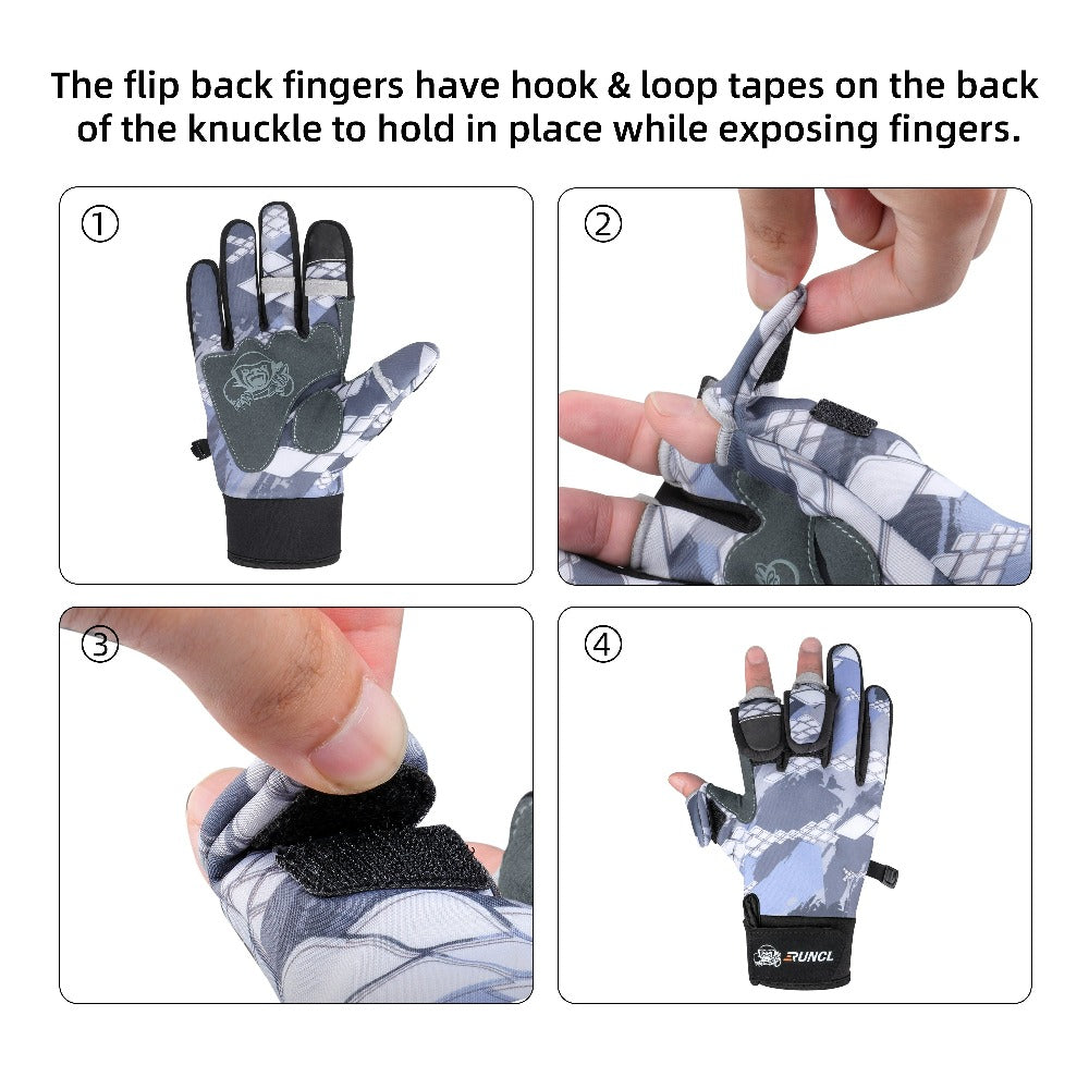 2 Finger Flip Fingerless Gloves Winter Fishing Glove Non-slip Waterproof  Warm Winter Gloves for Fishing Half-finger Gloves