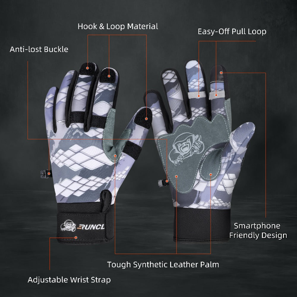  LJCUTE Winter Fingerless Fishing Gloves for Men