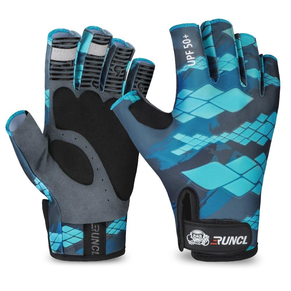 RUNCL Fingerless RAGUEL Fishing Gloves - L/XL / Blue