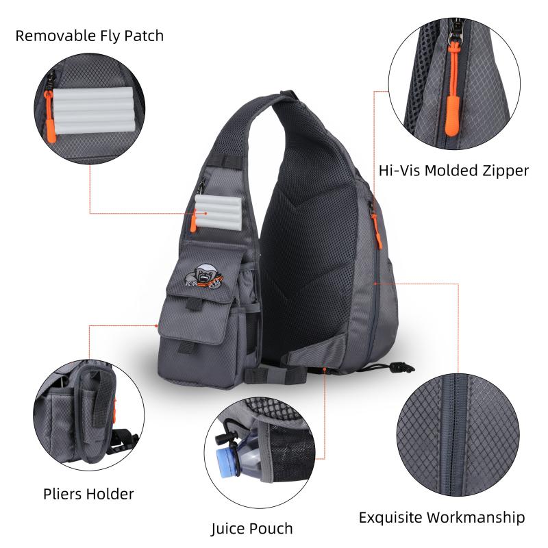 Fishing Sling Bag with Rod Holder Outdoor Shoulder Backpack Waterproof  Fishing Tackle Backpack Large Capacity for Camping Hiking