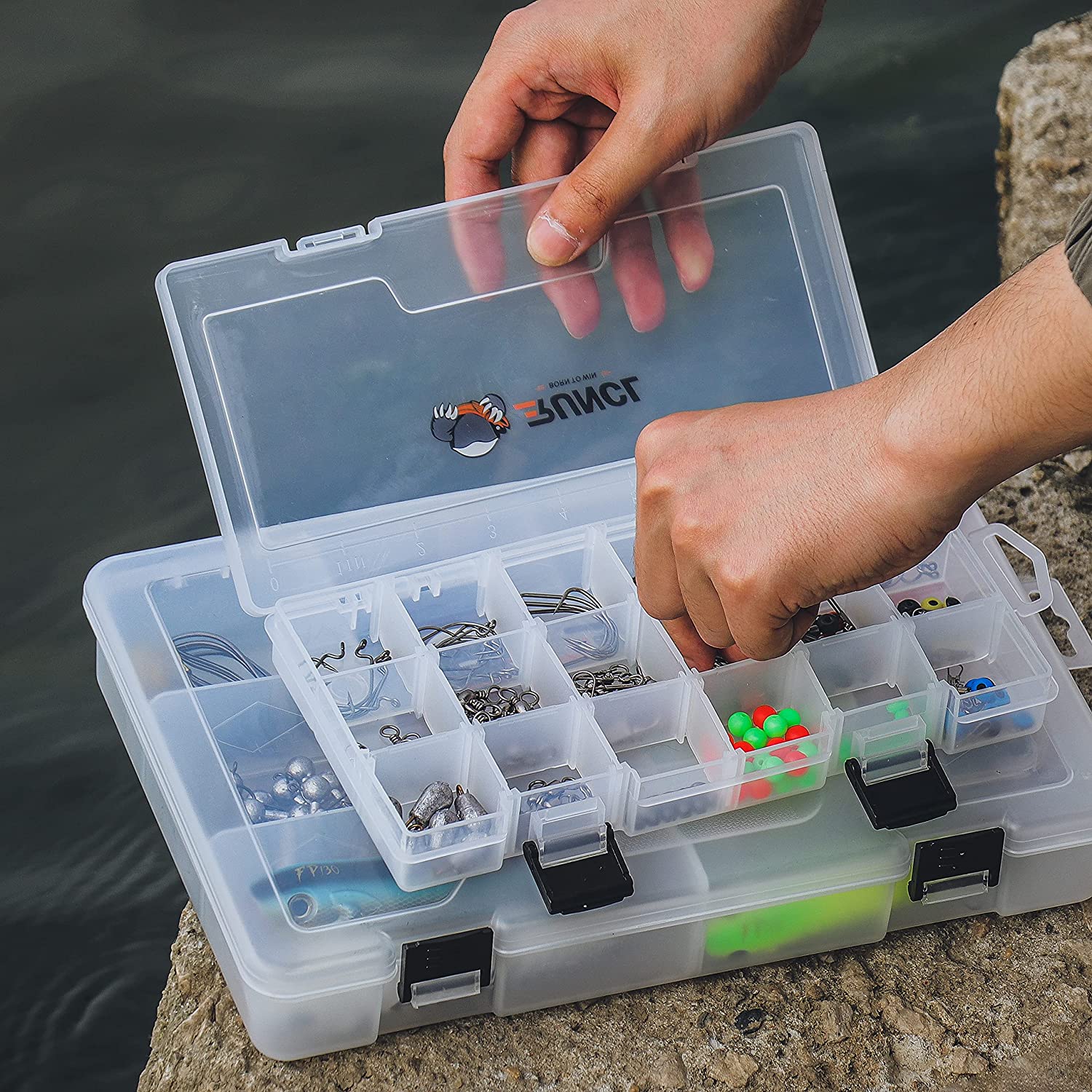 5 Grids Plastic Organizer Box Clear Fishing Tackle Storage Transparent