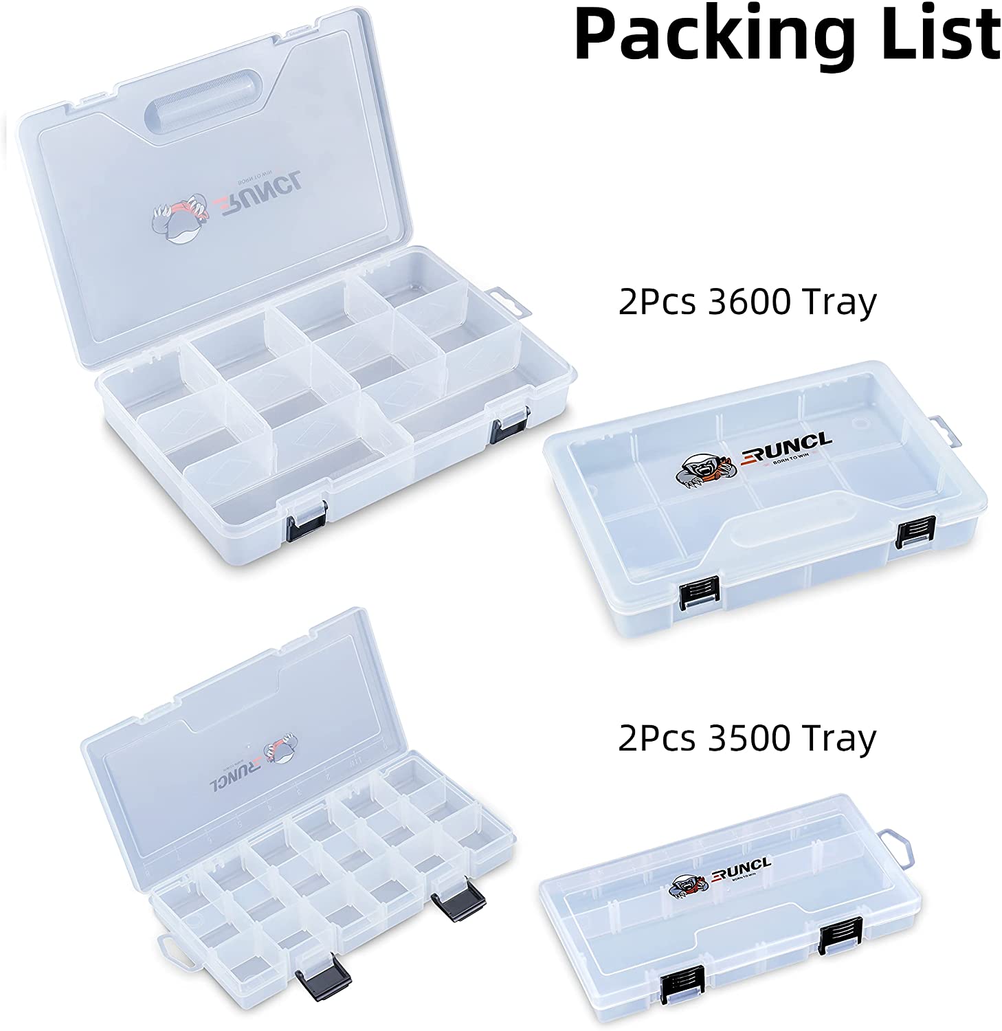  RUNCL Fishing Tackle Box, 4 Packs Plastic Storage Box
